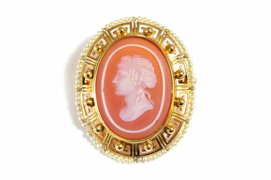 victorian agate cameo natural pearls victorian jewelry greek frieze