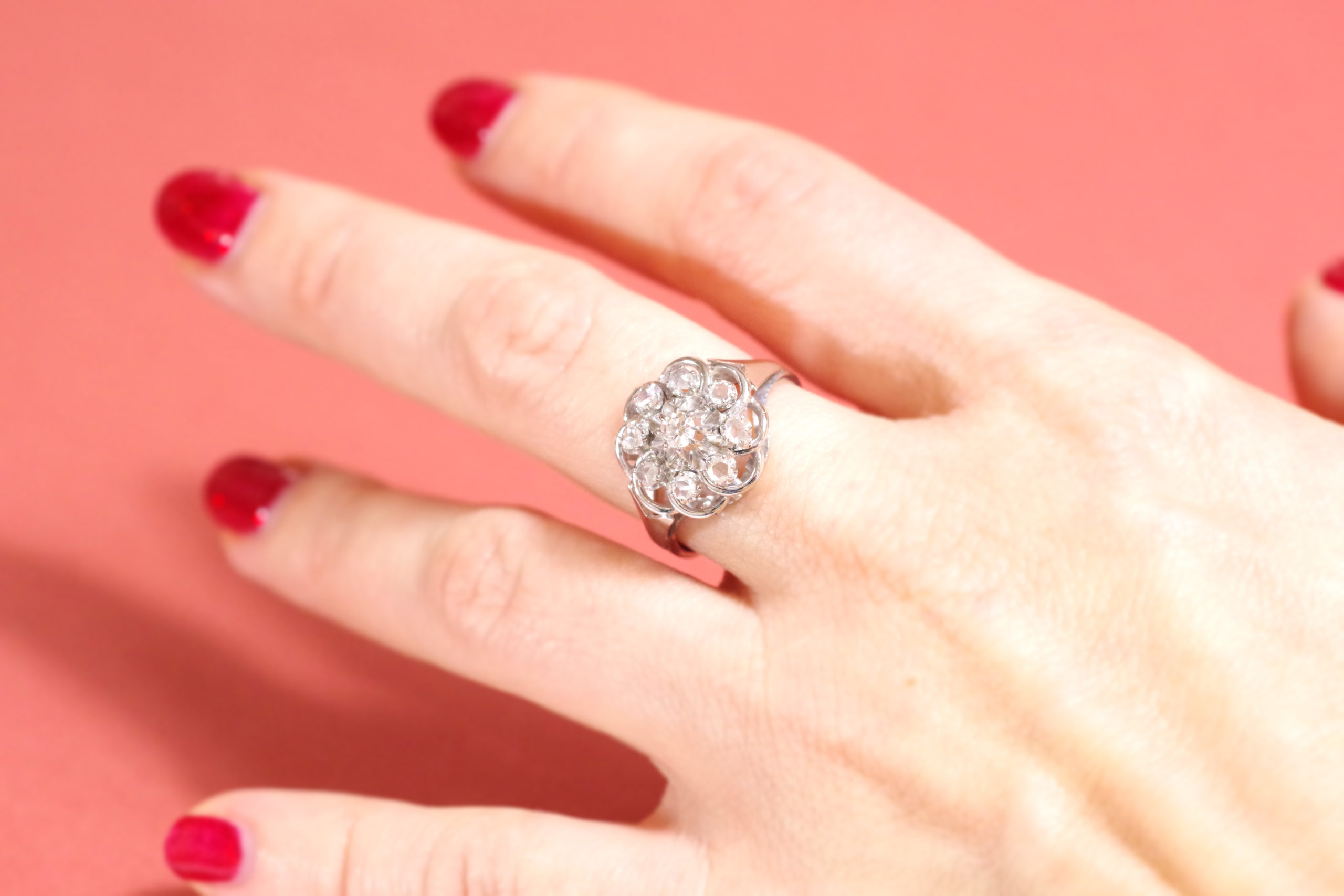 Delicate Flower Diamond Ring – Mangalsutraonline