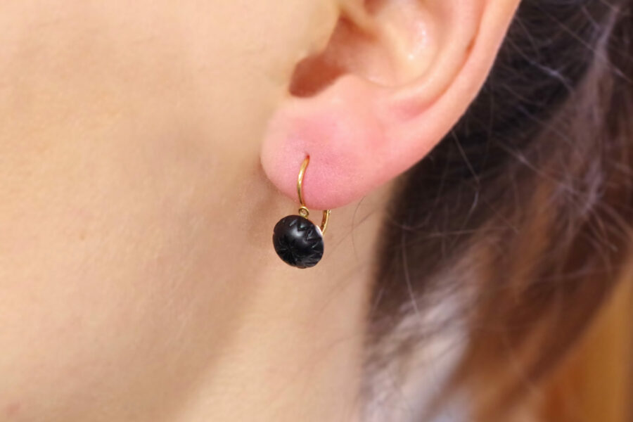 victorian jet mourning earrings