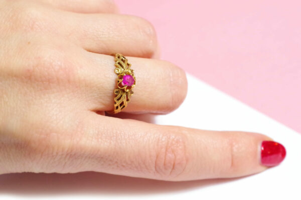 Edwardian ruby ring synthetic ruby in gold