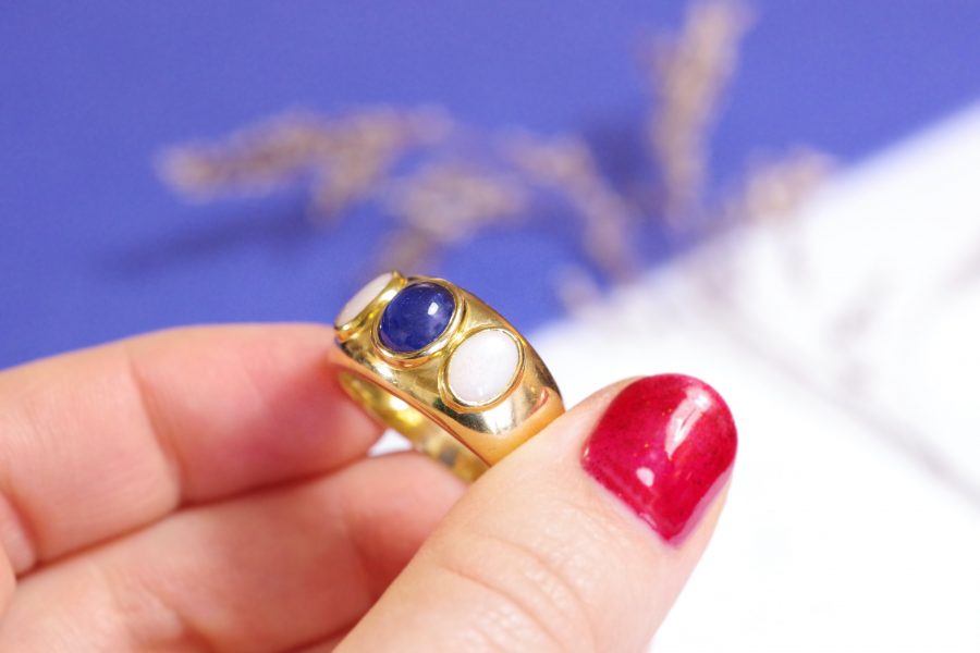 pre-owned sapphire opal ring