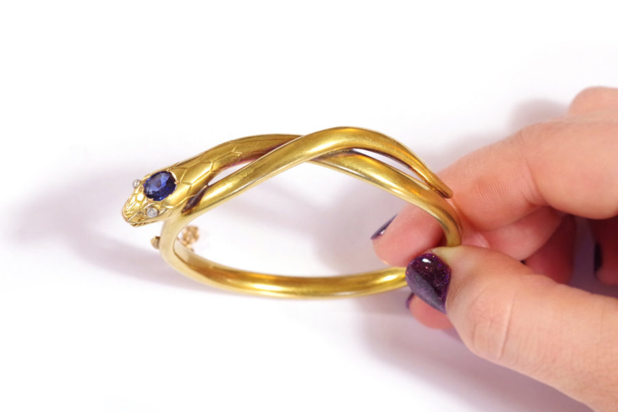 bracelet serpent saphir diamant en or