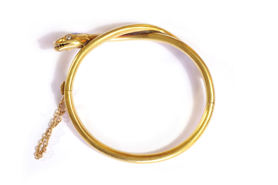 antique sapphire snake bracelet in gold
