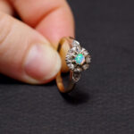 cluster ring with opal and rose-cut diamond