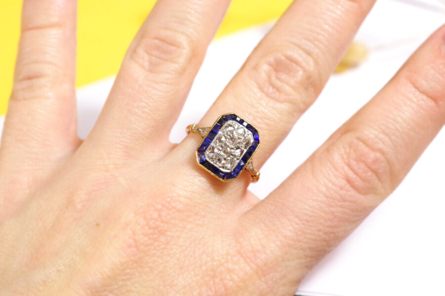 diamond sapphire Art Deco ring