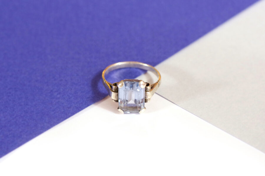 art deco spinel ring blue stone