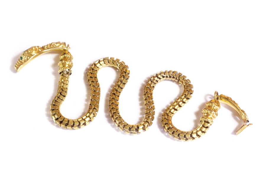 bracelet double grenat serpent ouroboros