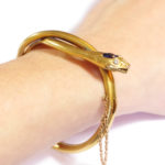 bracelet ancien en or 18k serpent saphir et diamant