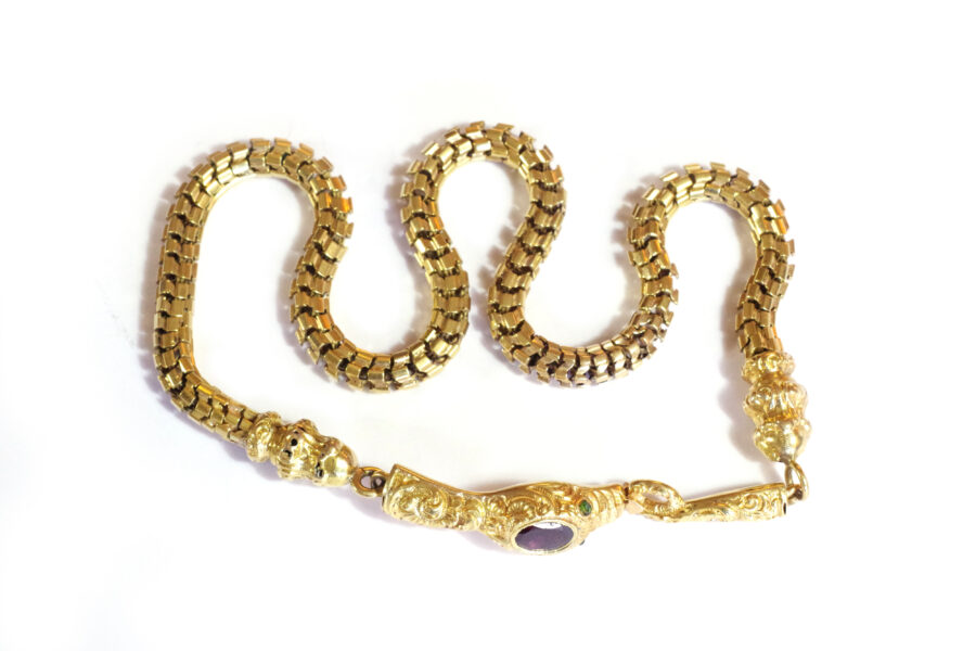 bracelet ancien mailles souple en or 18k serpent