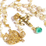 emerald cross rosary in gold