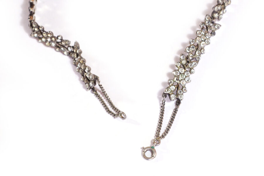 French victorian necklace in silver and paste stones