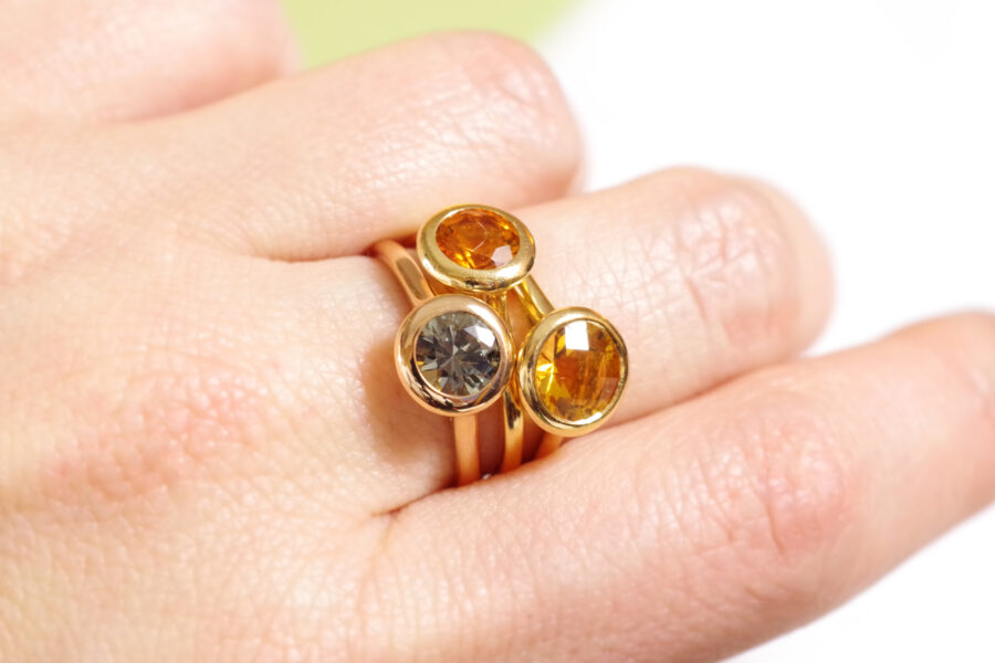 stackable rings citrine and sapphire in gold