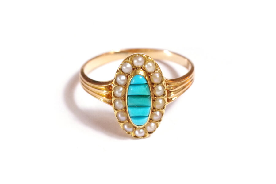 antique ring with pearls and turquoise