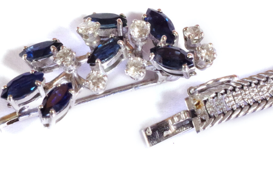 bracelet brooch transformable sapphires white gold 18k