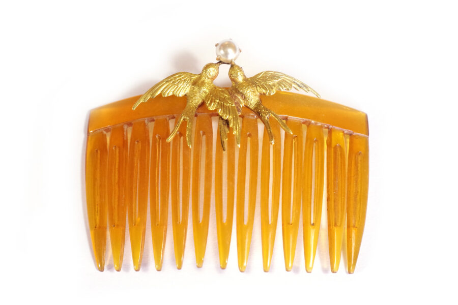 Edwardian swallow gold hair comb