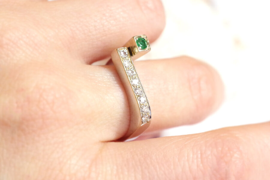 emerald and diamond ring geometric ring