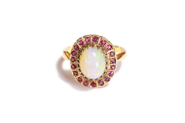 pre-owned opal garnet cluster ring