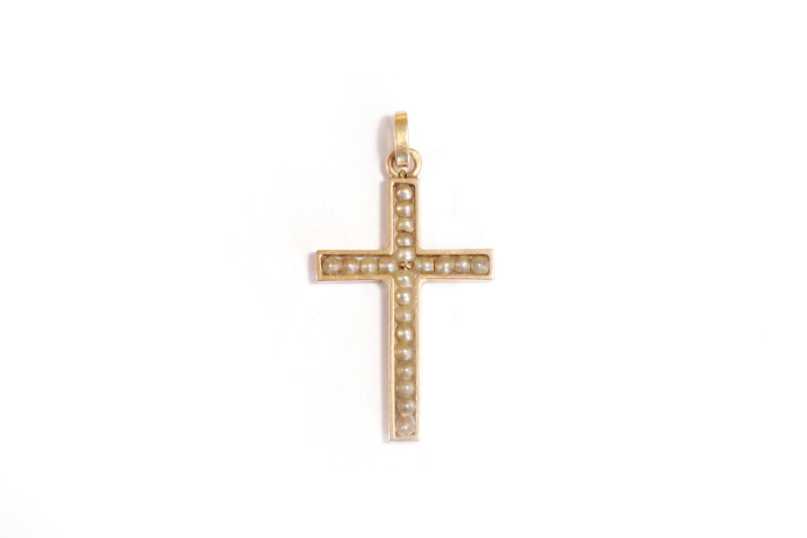 christian jewelry cross pendant with natural pearl