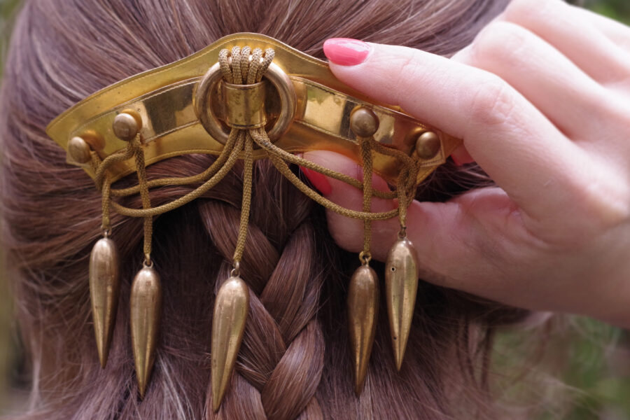 antique Algerian style hair comb metal antique head jewellery