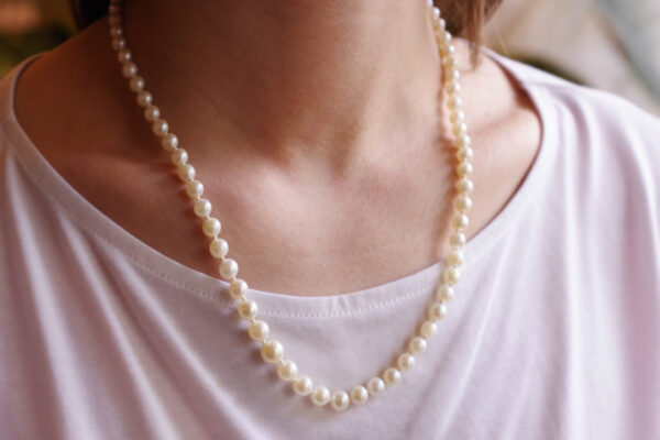 collier perles de culture chute fermoir or 18k bijou ancien