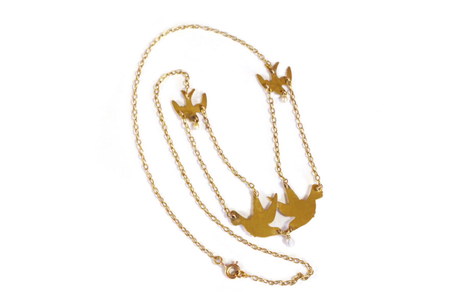 Edwardian art nouveau necklace swallow necklace gold