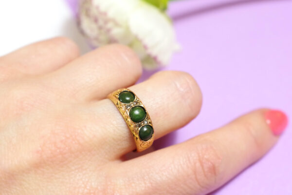Edwardian turquoise diamond ring 18k gold antique jewellery