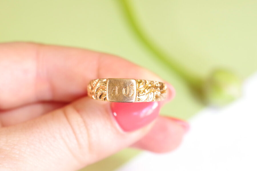 Georgian signet gold ring AG rose gold antique jewellery