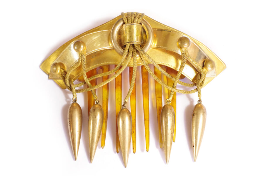 peigne tiare mariage chignon style oriental metal corne bijou ancien paris