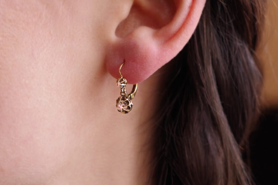 rose cut diamond earring antique jewellery Paris