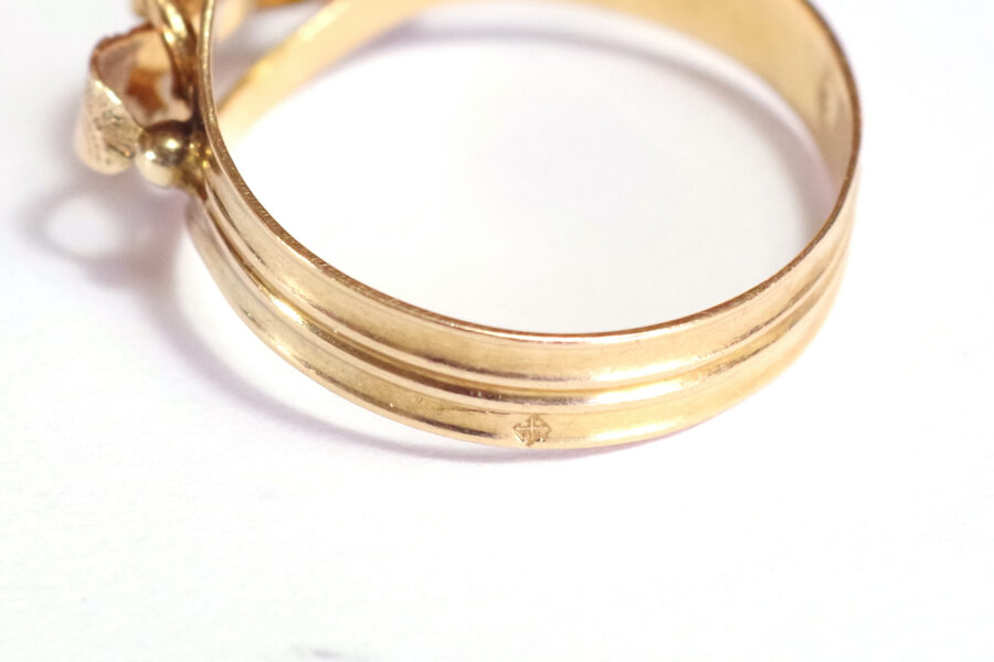 victorian french engagement ring link 18k gold
