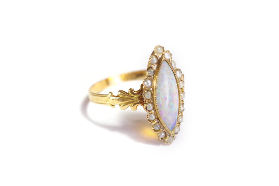 victorian marquise opale ring 18k gold