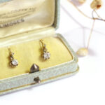 antique strass sleepers earrings 18k gold