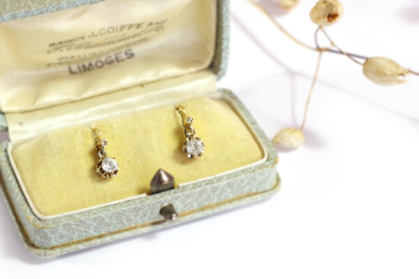 antique strass sleepers earrings 18k gold