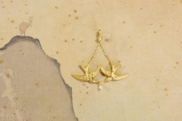 art nouveau swallow pendant edwardian jewellery