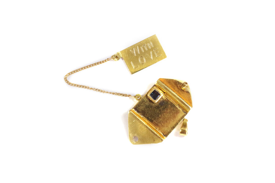 antique love pendant medal 18k gold secret locket letter