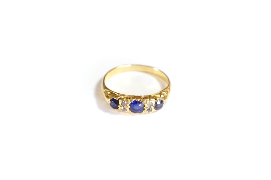 antique wedding ring sapphire diamond 18k gold