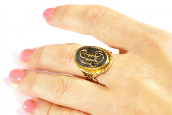 Antique AC monogrammed ring in gold
