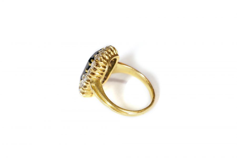 verdelite diamond cluster ring in gold