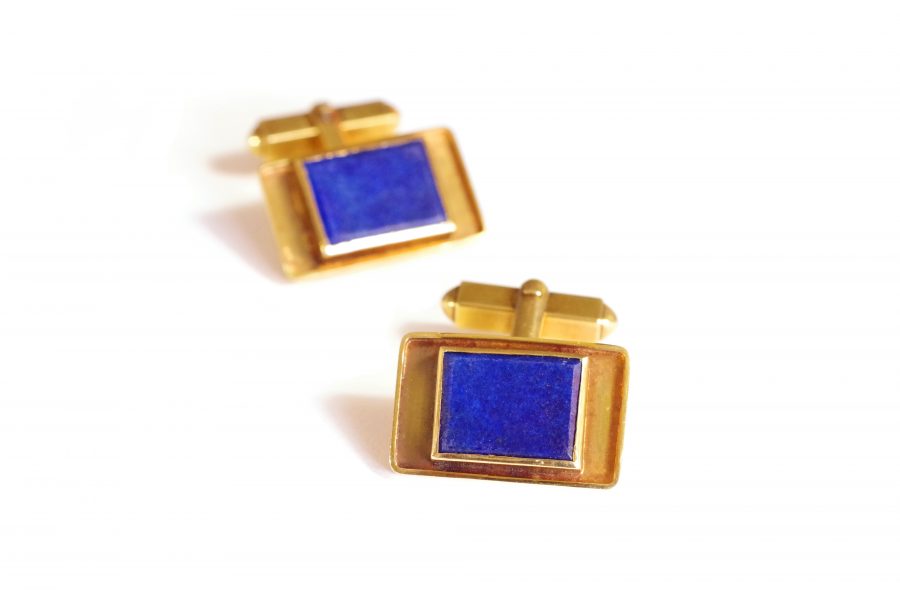 modernist gold lapis lazuli cufflinks