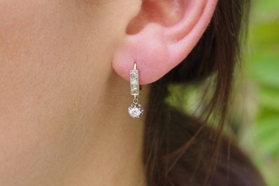 Art Deco diamond single earring