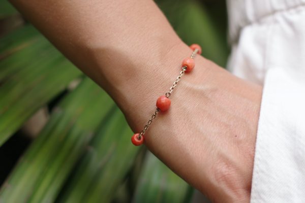 coral beads vermeil bracelet