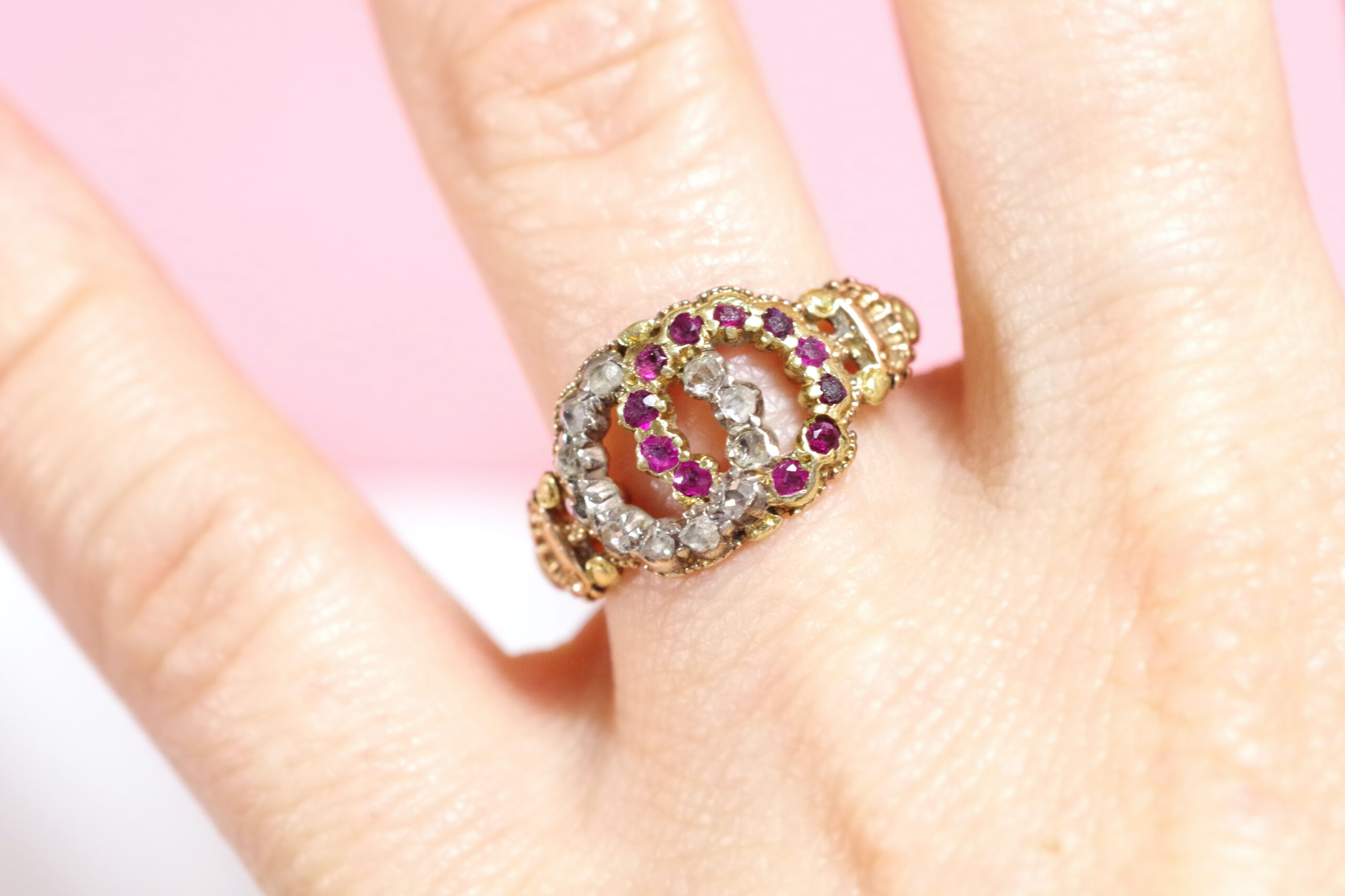 antique diamond ruby ring in gold