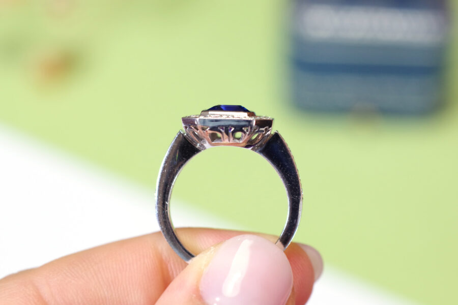 Art Deco style sapphire diamond wedding ring