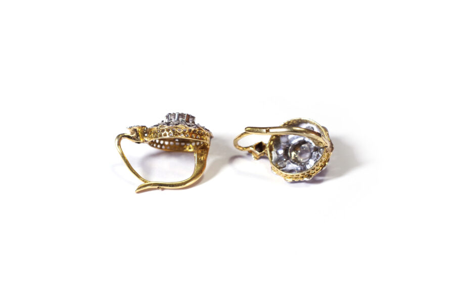diamond circular earrings in gold
