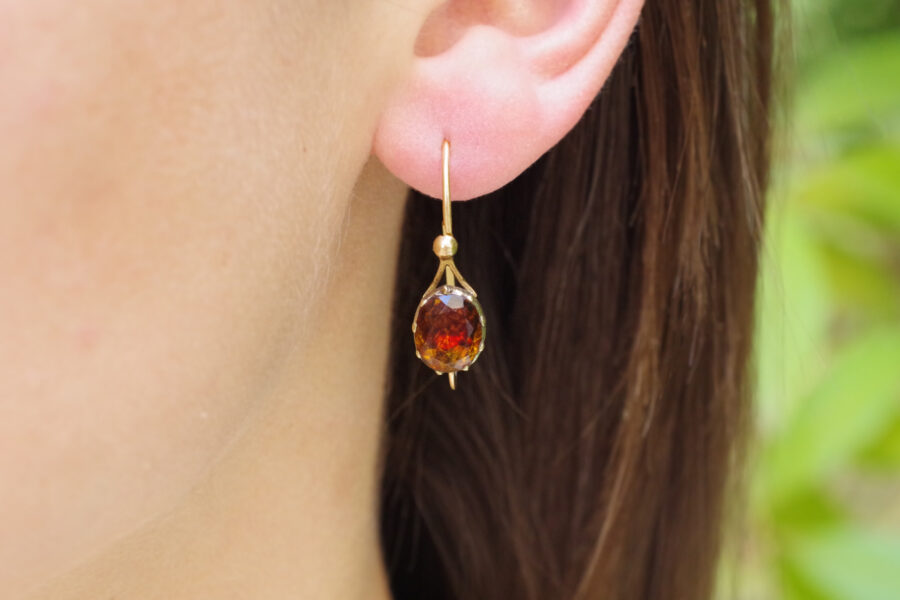 yellow citrine earrings in gold
