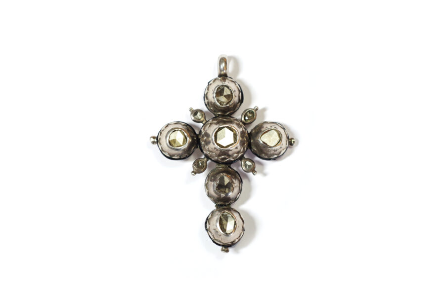 antique French diamond cross in silver