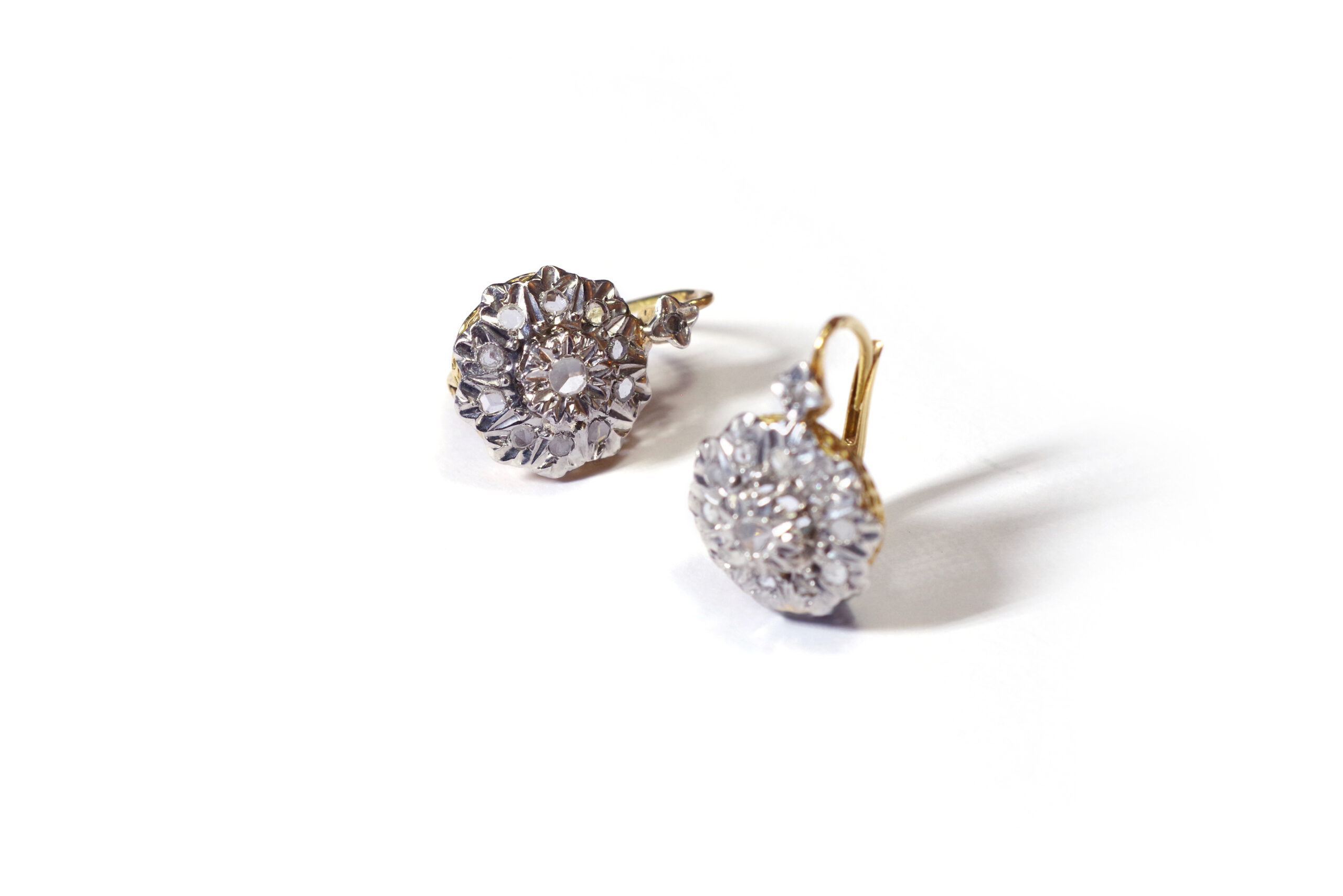 Edwardian diamond earrings in platinum and gold