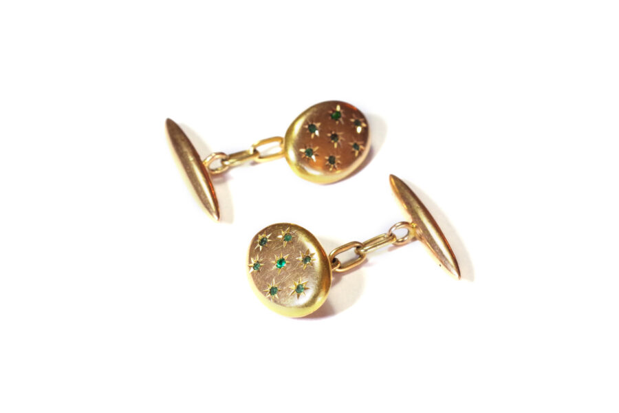 Emerald gold cufflinks for men