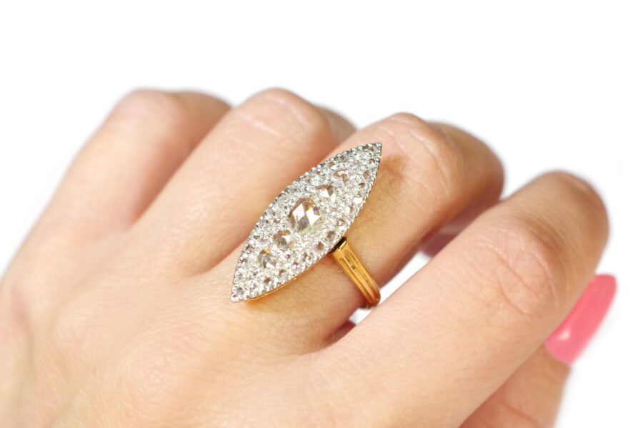 dutch rose cut diamond marquise ring