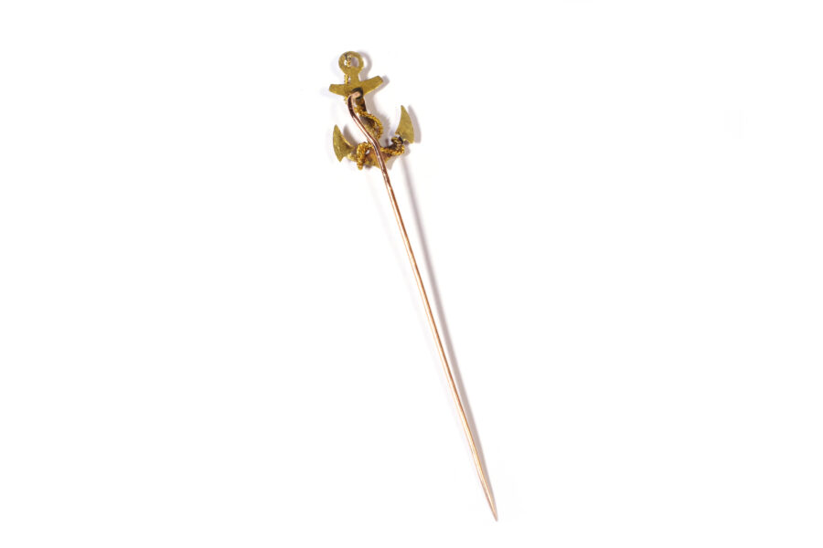 marine anchor stick pin in gold